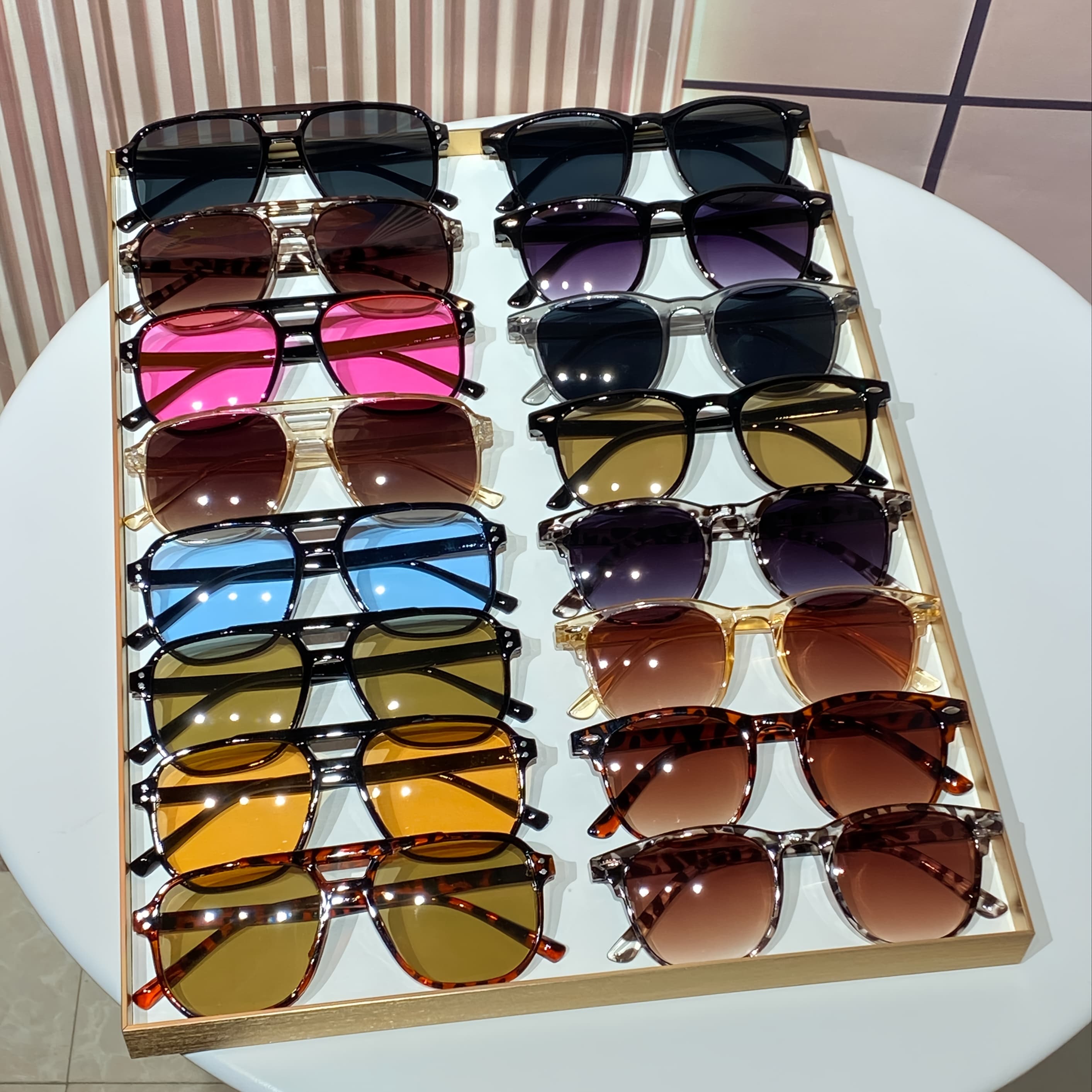TEMU [trendy Fashion Glasses] 16 Pairs Of Women' Oval & Square Double Bridge Rice Nail Personality Casual Bohemian Style Trendy Fashion Glasses - Suitable For Daily Use