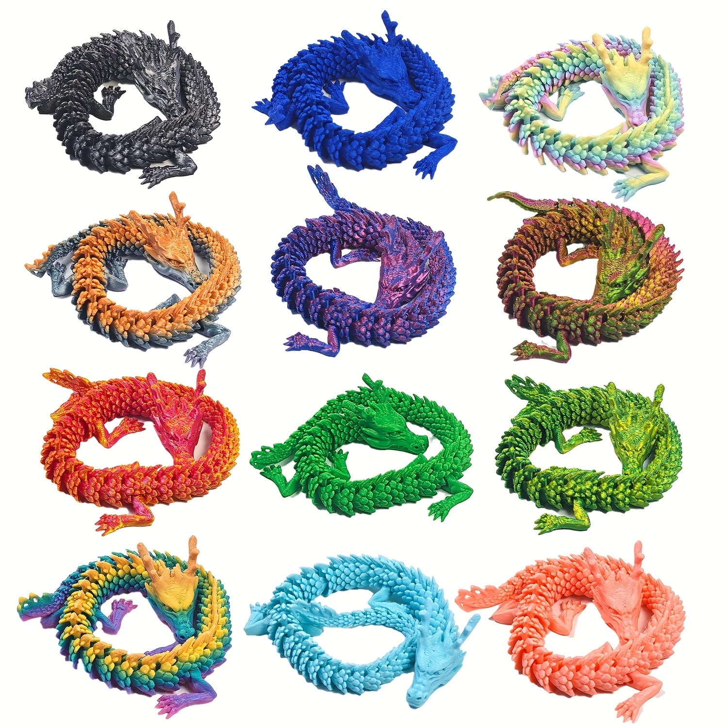 TEMU 12pcs Dragon , 11.8 Inch Chinese Dragon Statues, Random Colors