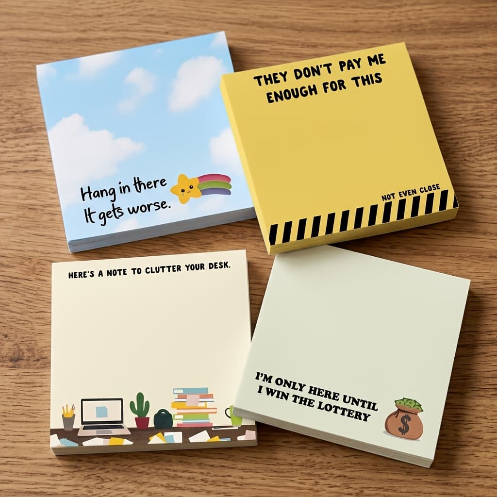 TEMU 4pcs Funny Office Sticky Notes 3x3 Inch 50 Sheets Funny Office Note Pads Adhesive Funny Office Sticky Notes For School Office Home Supplies Students Teachers Gift