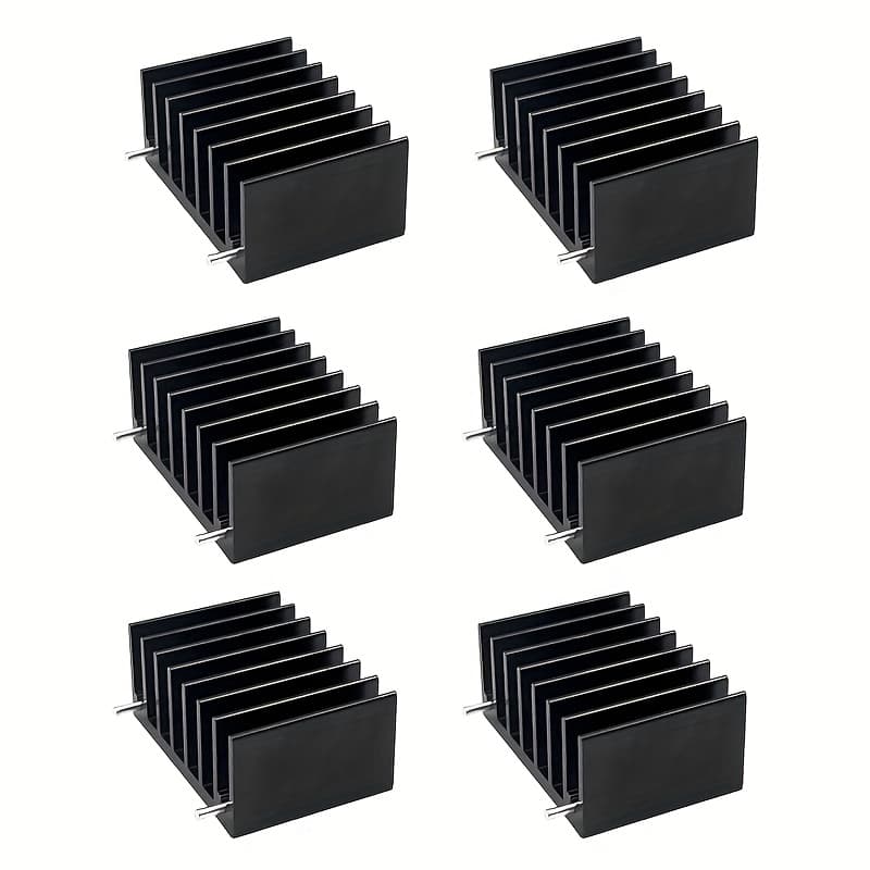 TEMU 6pcs To-220 Alloy Heatsink For Mos Tube , X 1.42 X 0.63 Inches / 25x36x16mm, To-220 Heat Sink With 2 Support Pins For Cooling Mosfet Transistors, , And Voltage Regulators, Black, Made Of Alloy