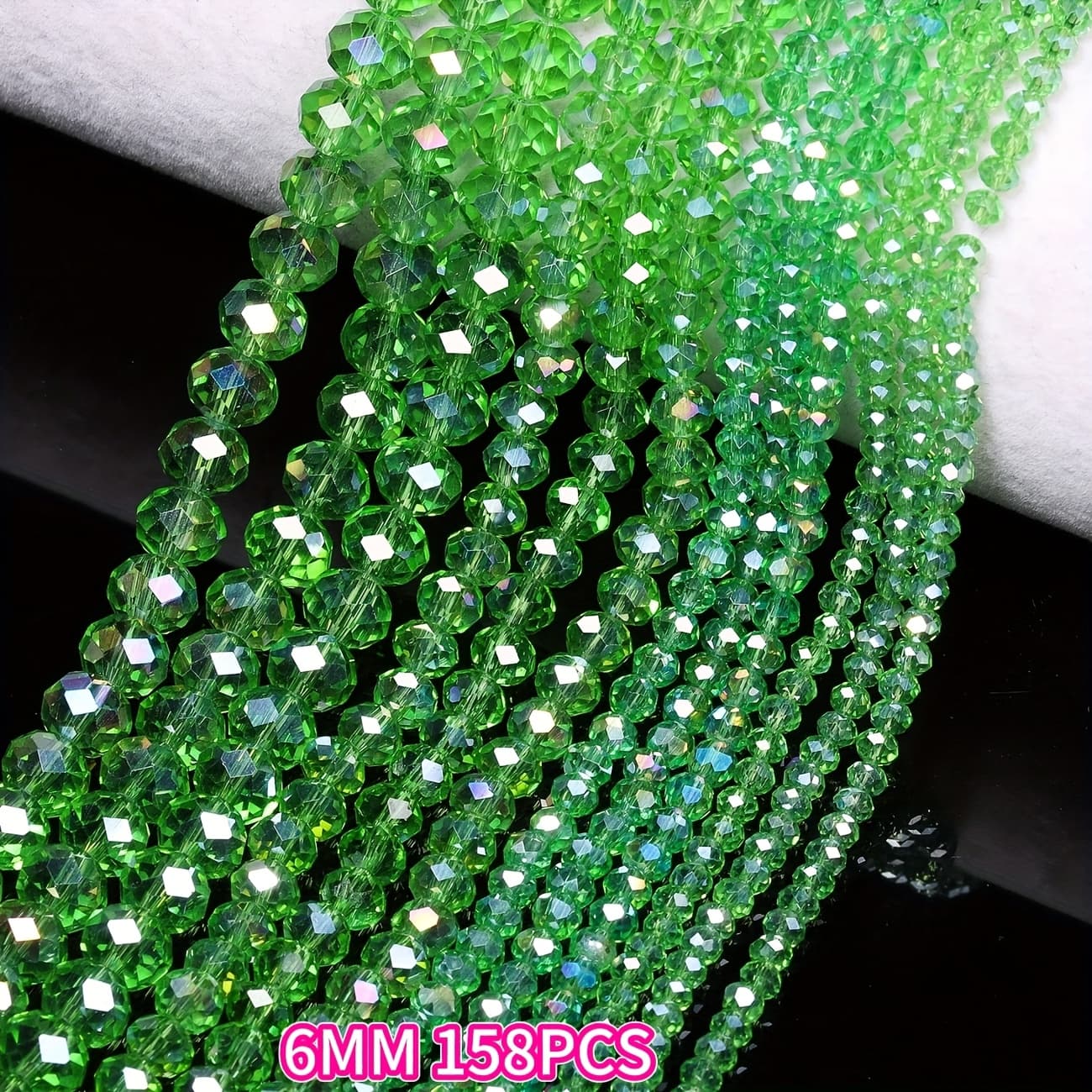 TEMU 158pcs/88pcs Trendy Light Green Iridescent Glass Flat Beads In Loose Options Of 4mm, 6mm, And 8mm. Flat Wheel Beads Made From Glass Are Perfect For Jewelry Projects And For Christmas, New Year's