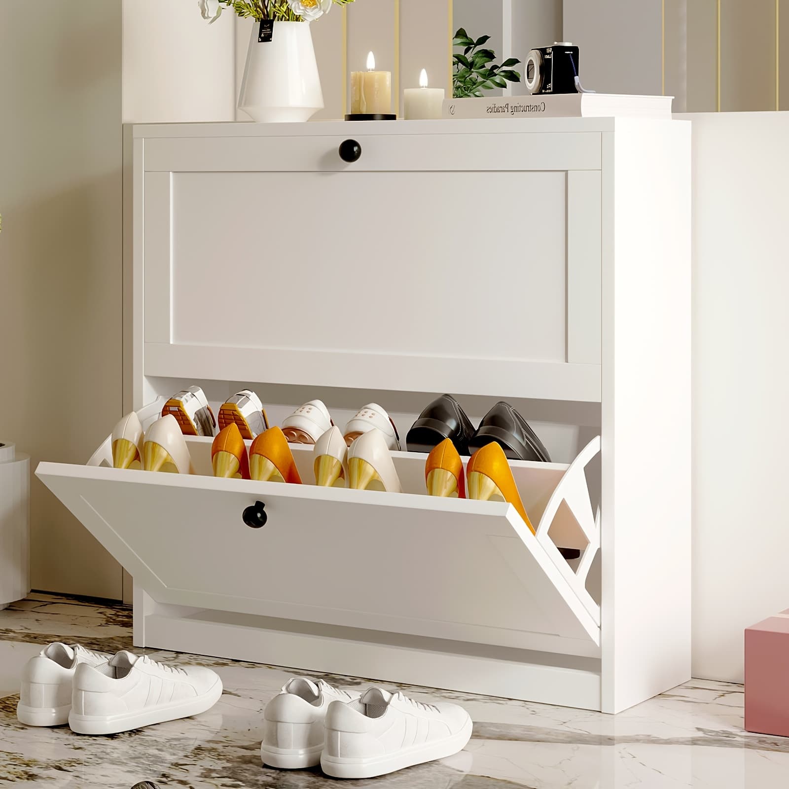 TEMU -inch Shoe Storage Unit Featuring 2/3 Flip Drawer, Perfect Gifts For Thanksgiving And Christmas