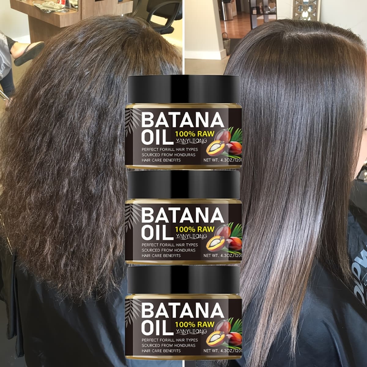 TEMU 3-pack Batana Natural Hair Oil | Unrefined Batana Oil Deep Conditioner Enhances Hair Smoothness , Moisturizes Scalp, Suitable For All Hair Types, Unisex Adult.