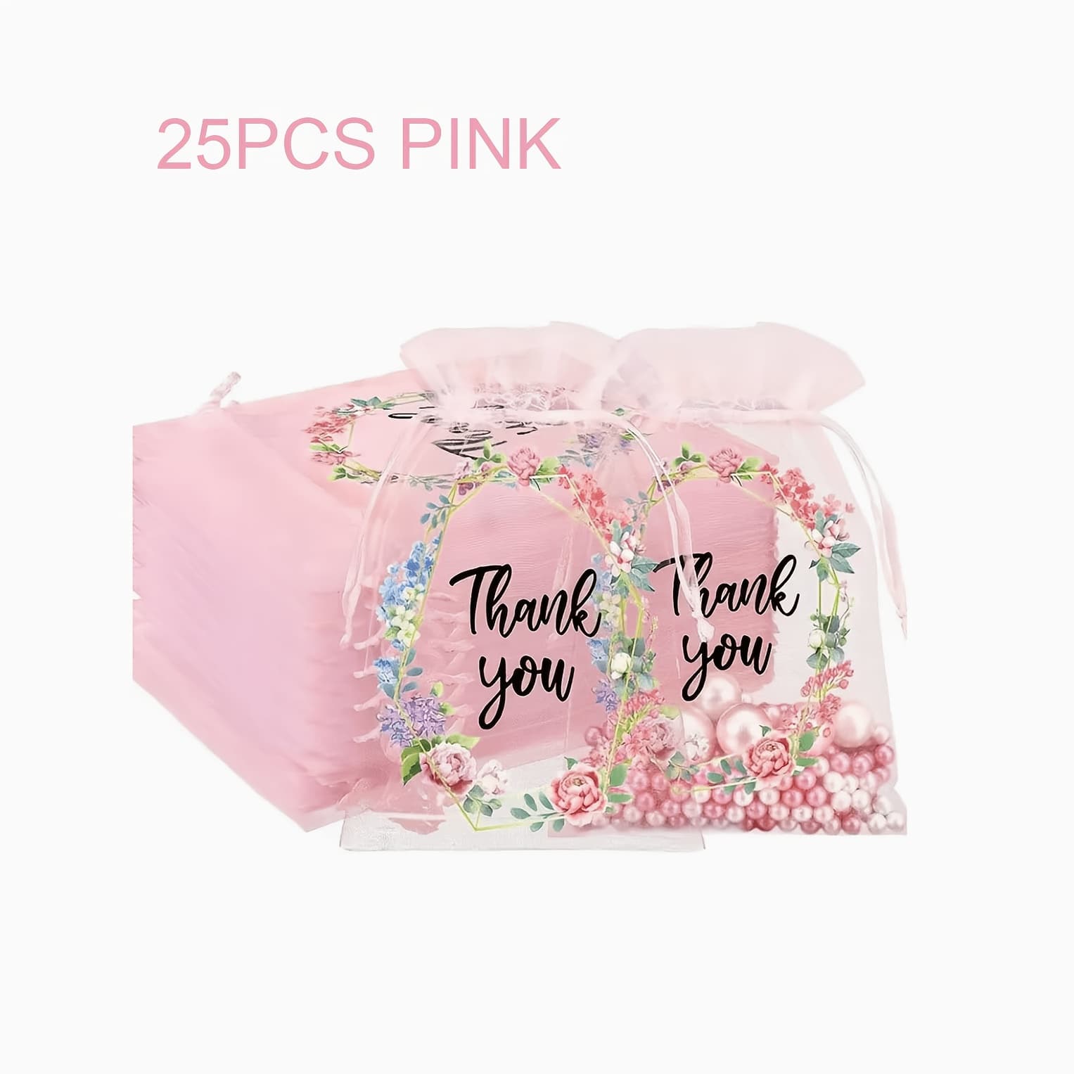 TEMU 25-pack Mesh Organza Drawstring Gift Bags, Jewelry Bags, Beaded Packaging Bags, Wedding Holiday Birthday Gift Bags
