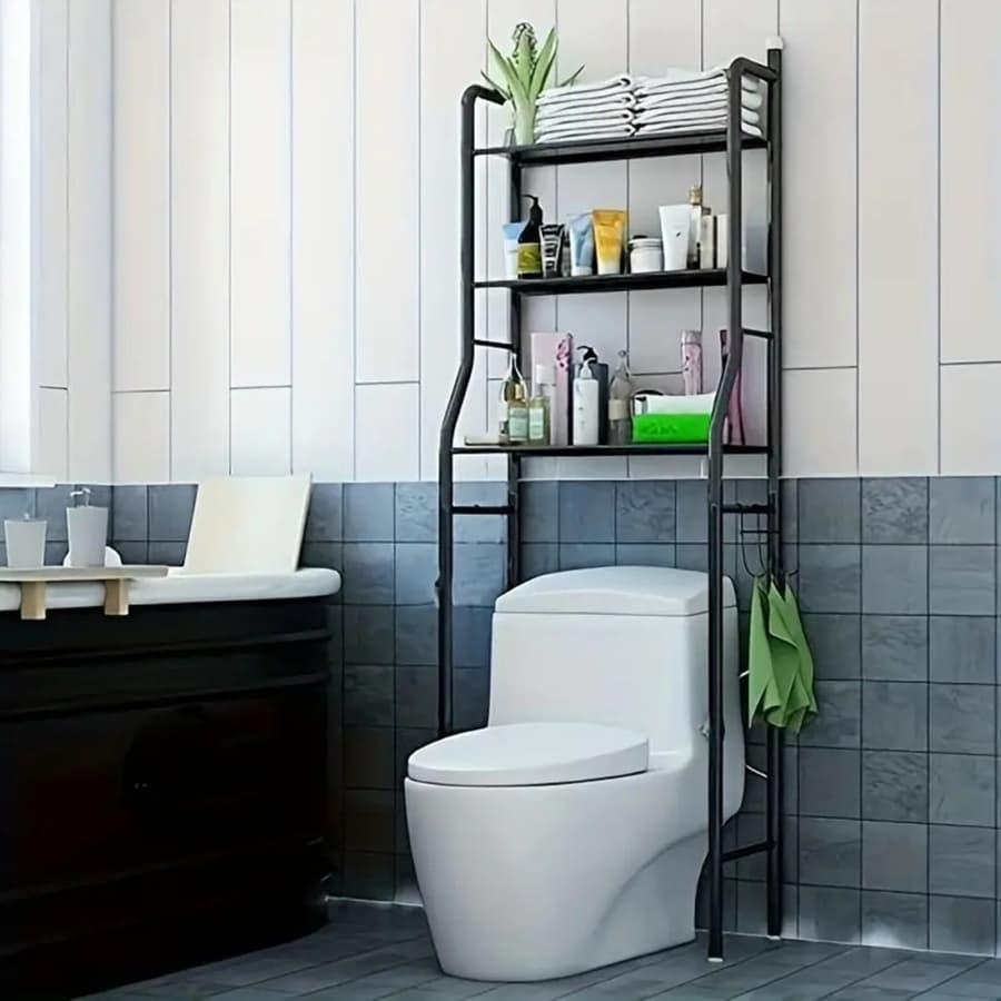 TEMU Toilet Rack, Independent Metal Bath Rack, With Roll Paper , Space Saving Bathroom Organizer And Storage Rack, Above Toilet Rack, Used For Bathrooms And Laundry Rooms