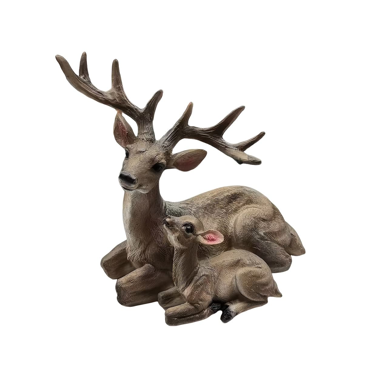 TEMU Adorable Mother And Deer Statue In Resin , Suitable For Indoor And Outdoor Use, Decoration, Enhances The Beauty Of Lawns And Gardens, Christmas, Valentine's Day, Birthday Gift, Deer Statue