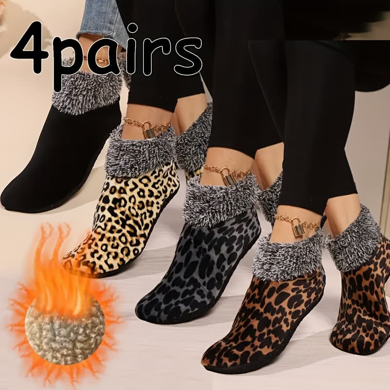 TEMU 4 Pairs Of Women's Winter Socks, Slipper Socks For Women House Shoes Local Warehouse, Slippers For Women Local Warehouse, Thickened Velvet To