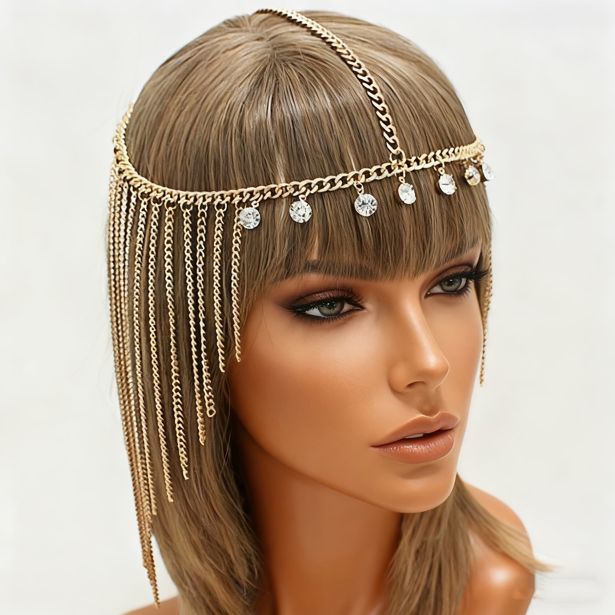 TEMU 1pc Of Women's Bohemian Vintage Tassel Teardrop Alloy Headpiece, Suitable For Nightclub Parties, Banquets, Weddings, And Bridal Wear