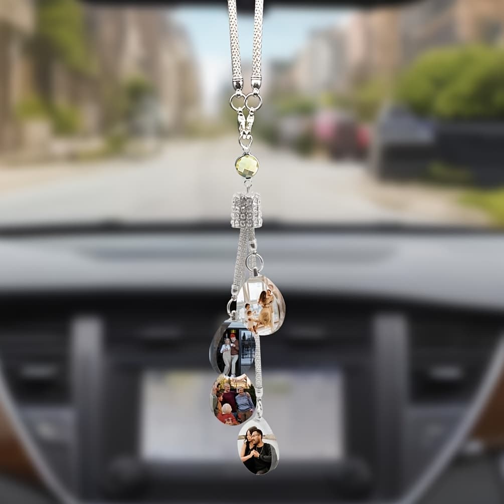 TEMU Photo Custom Hanging, Creative Rearview Mirror Decoration, Memorial Frame Ornament, Elegant Car Interior Gift For Family, And Father