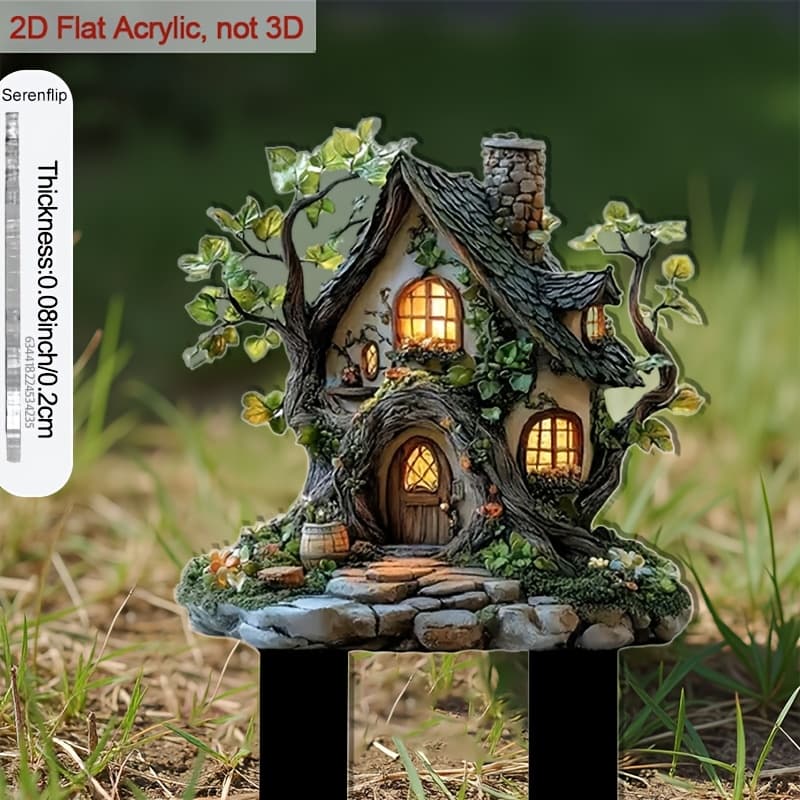 TEMU 2d Flat - 【2d Flat】 1pc 2d Flat Acrylic 9.06 In Plant Stake With Sharp Base For Decor A Fairy Themed House Elevates Flower Pots Ornaments, For Outdoor Courtyard And Decor