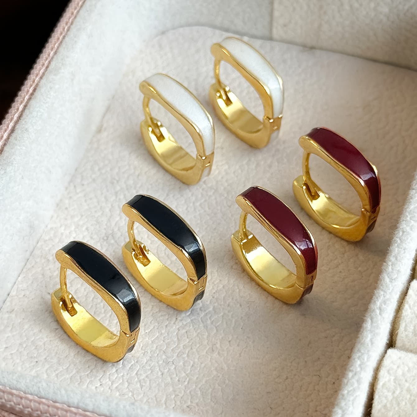 TEMU 3 Pairs Of Geometric Temperament, Casual High-end Fashion, Light Luxury, Unique, Women's Copper Material Earring Set