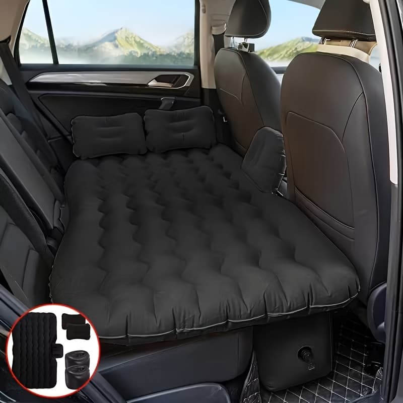 TEMU Gray And Beige Black Portable Inflatable Car Mattress, Car Beds For Vehicles, Pvc Material, Suitable For Backseat Sleeping, Outdoor Camping Picnic Bed, Car Accessories For Men