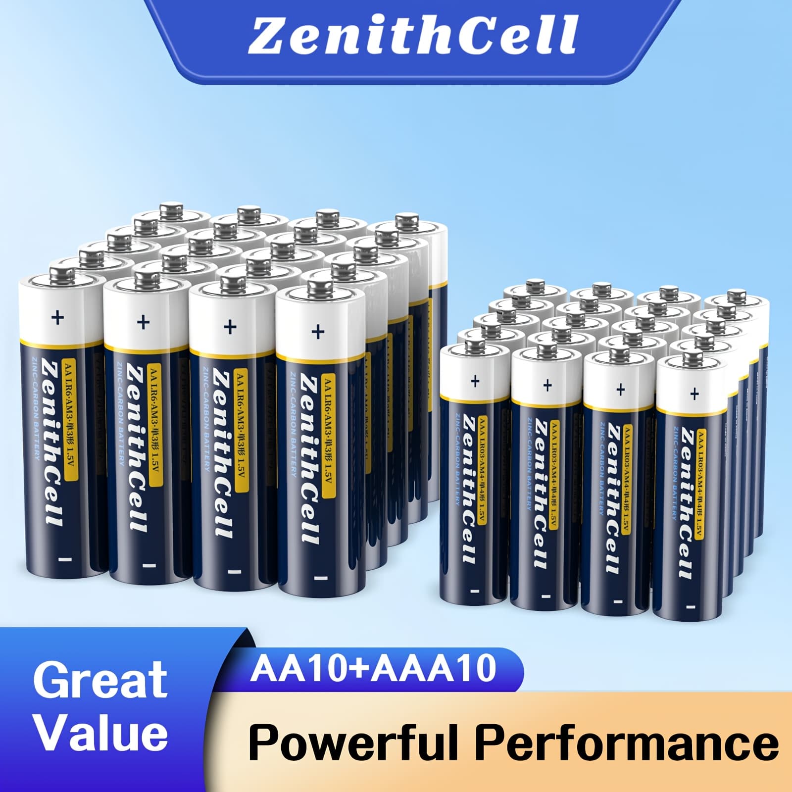 TEMU 10 Aa & 10 Aaa Pack Batteries, 1.5v, 5-year , Suitable For Calculators, Flashlights, Small Fans And Electronic Devices.