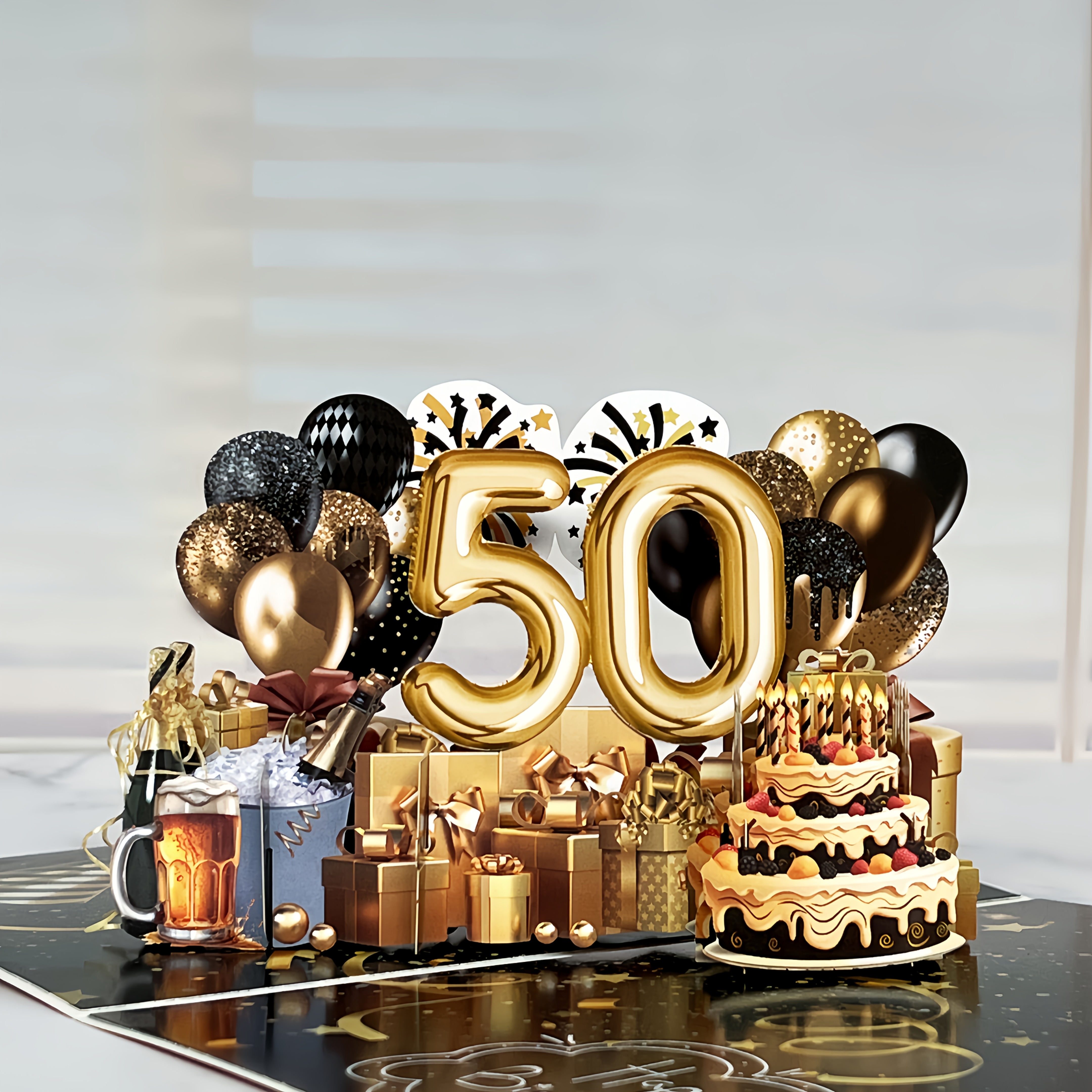 TEMU 1pc 50th Birthday Card With 3d Surprise & Envelope - Age 50 Milestone Celebration Suitable For &, 50 Years Birthday Wishes