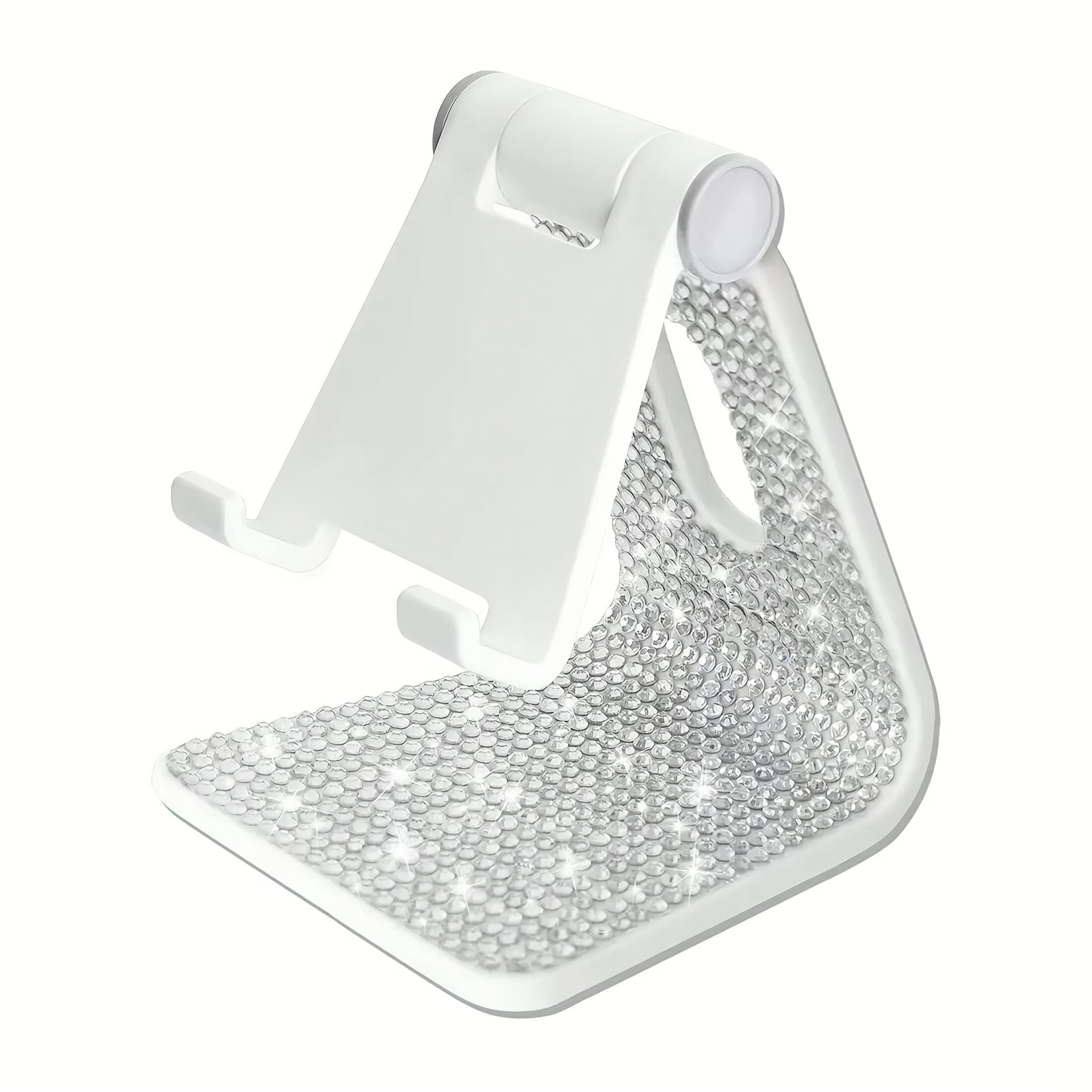 TEMU 1pc Glitter Diamond Phone Holder Black White Desktop Stand Compatible With Mobile Phones And Tablets Office Desk Decor Accessories