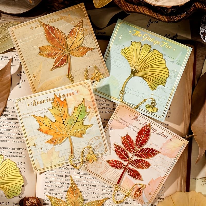 TEMU 4pcs Leaf Metal Autumn Element Bookmarks, Suitable As Stationery Gifts For Book Lovers, Book Club Readers, Readers, Birthdays, Holidays, Writers, Fans, , Teachers, And Students