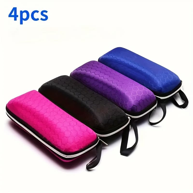 TEMU Set Of 4 Durable Hard Shell Storage Boxes Designed For, Featuring Zipper Closures And Handles. Ideal For Protecting Glasses, Fashionable Eyewear, And Table Gear