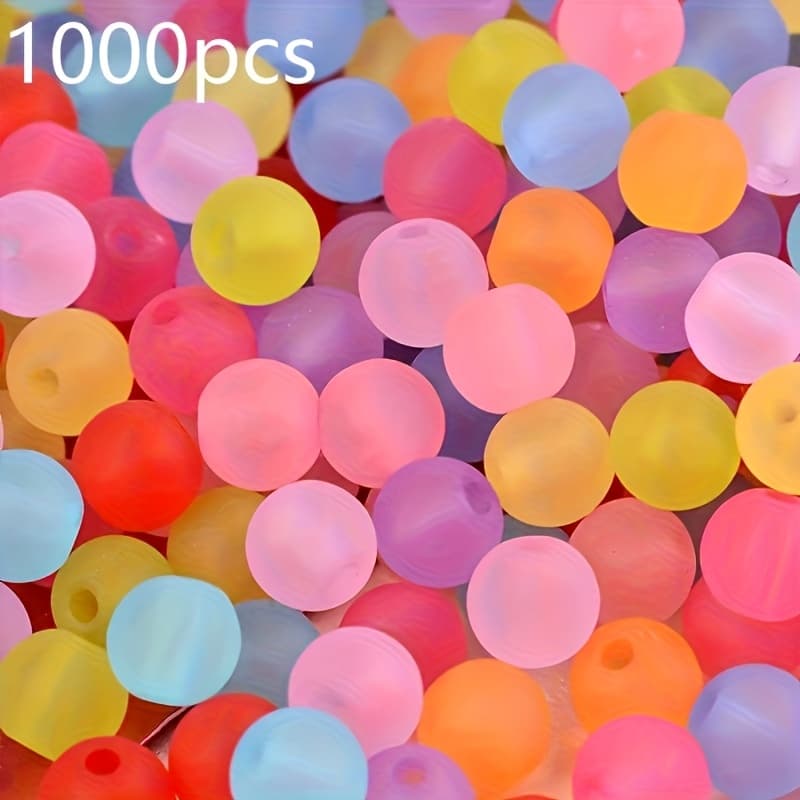 TEMU 1000pcs Transparent Frosted Round Acrylic Beads - Vibrant Pastel Colors, Smooth For Making, Diy Crafts, And Diy Decorations, Diy Craft Beads | Vibrant Bead Colors | Acrylic Beads