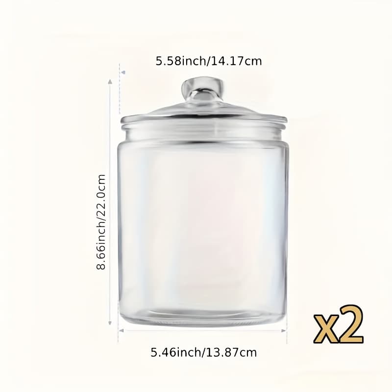 TEMU 2pcs, 0.5glass Jar With Lid, Large Glass Jar With Lid, Dishwasher Free (includes 1pc Pen And 2pcs Stickers, 1pc Spoon) Christmas Tea Glass Jar For Outside, For Fermenting, Storing, Canning, And
