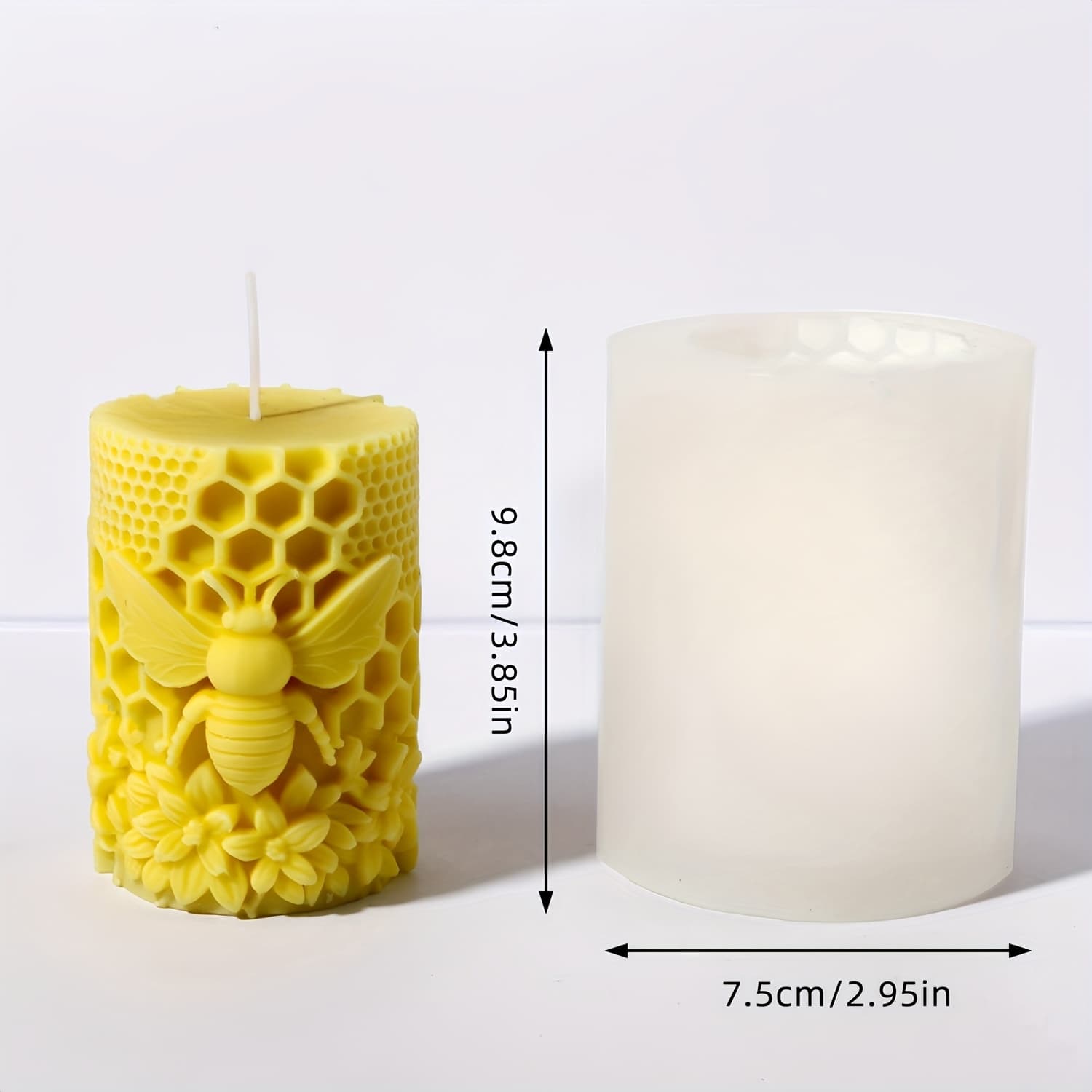 TEMU 1pc Relief Honeycomb Cylinder Silicone Mold, Aromatherapy Candle Plaster Ornament Decoration, Craft Gift Making Mold