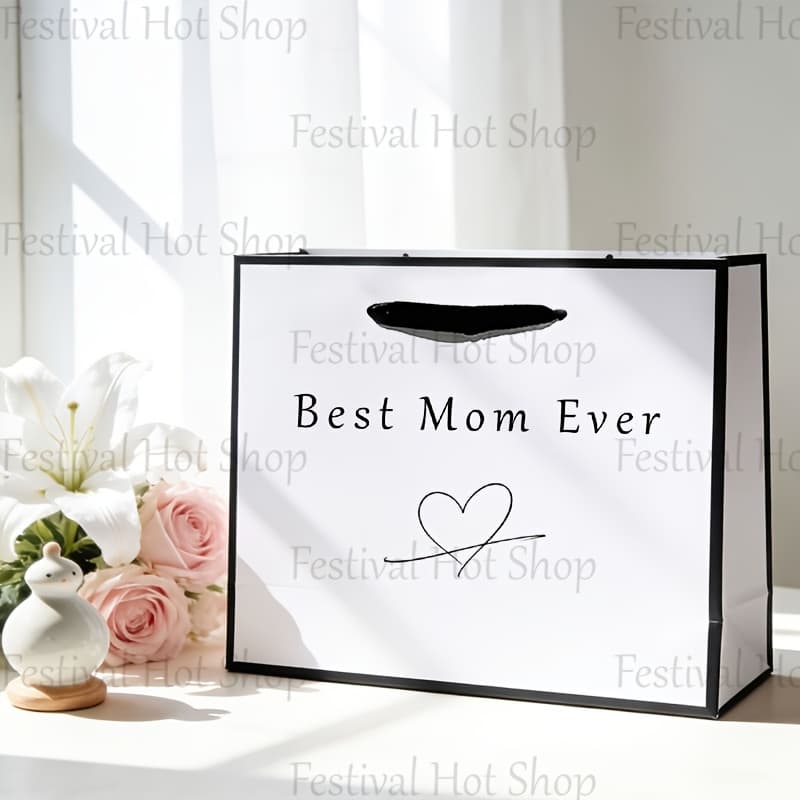 TEMU 1pc Gift Bag, Lightweight Foldable Shopping Gift Bag, Reusable Tote With Hand Rope, Classic Gift Bag, Birthday And Appreciation Events, Gift Storage Bag