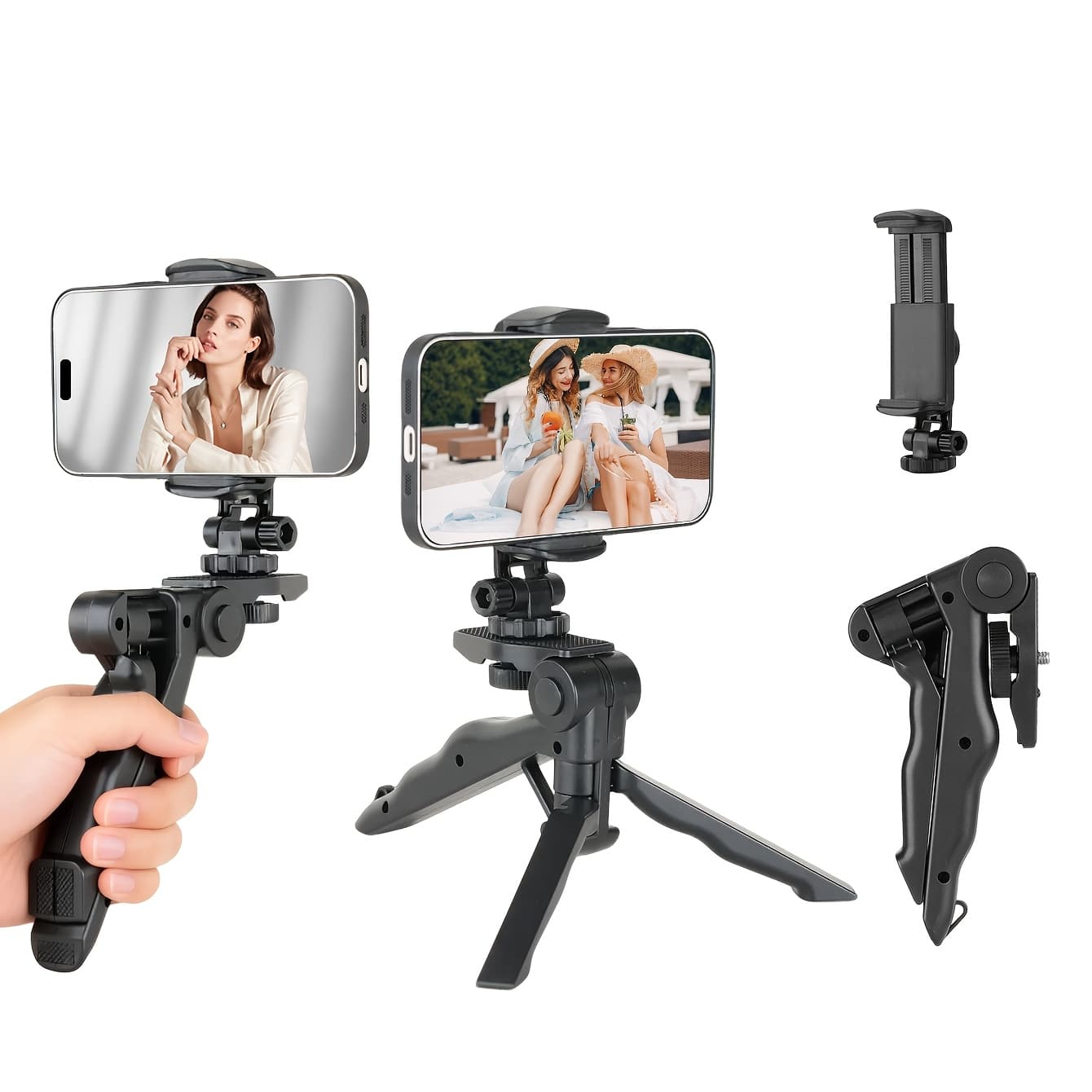 TEMU 360-degree Rotating And Image- Phone Tripod, Rugged And Durable Portable Stand With Adjustable Clamps. A Universal Tripod Stand For Live Streaming And Smartphone Photography.