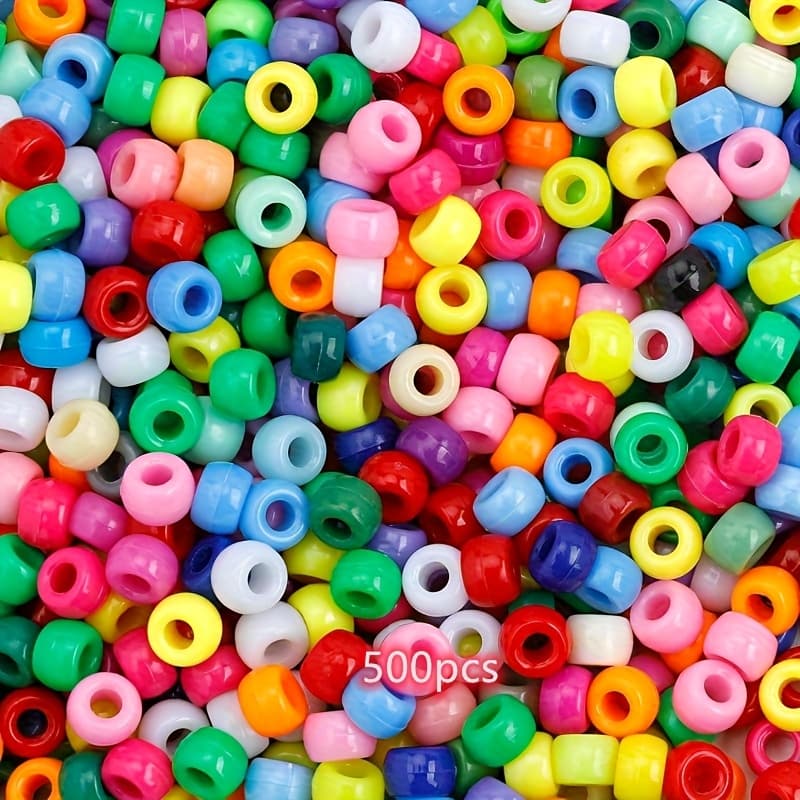 TEMU 500pcs, 6 X 9mm Acrylic Large Hole Bucket Beads, For Bead Jewelry Making, S, Braids, Bead Materials -