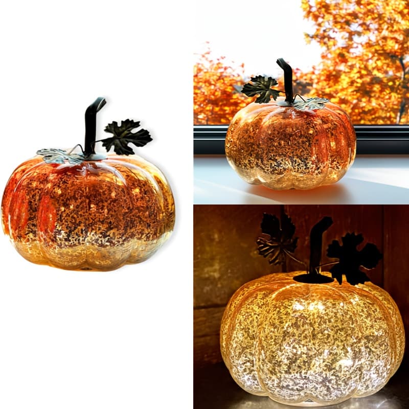 TEMU Mercury Glass Pumpkin Lights Timer Pumpkins Decorations Tables Centerpieces Decorative Fall Decor