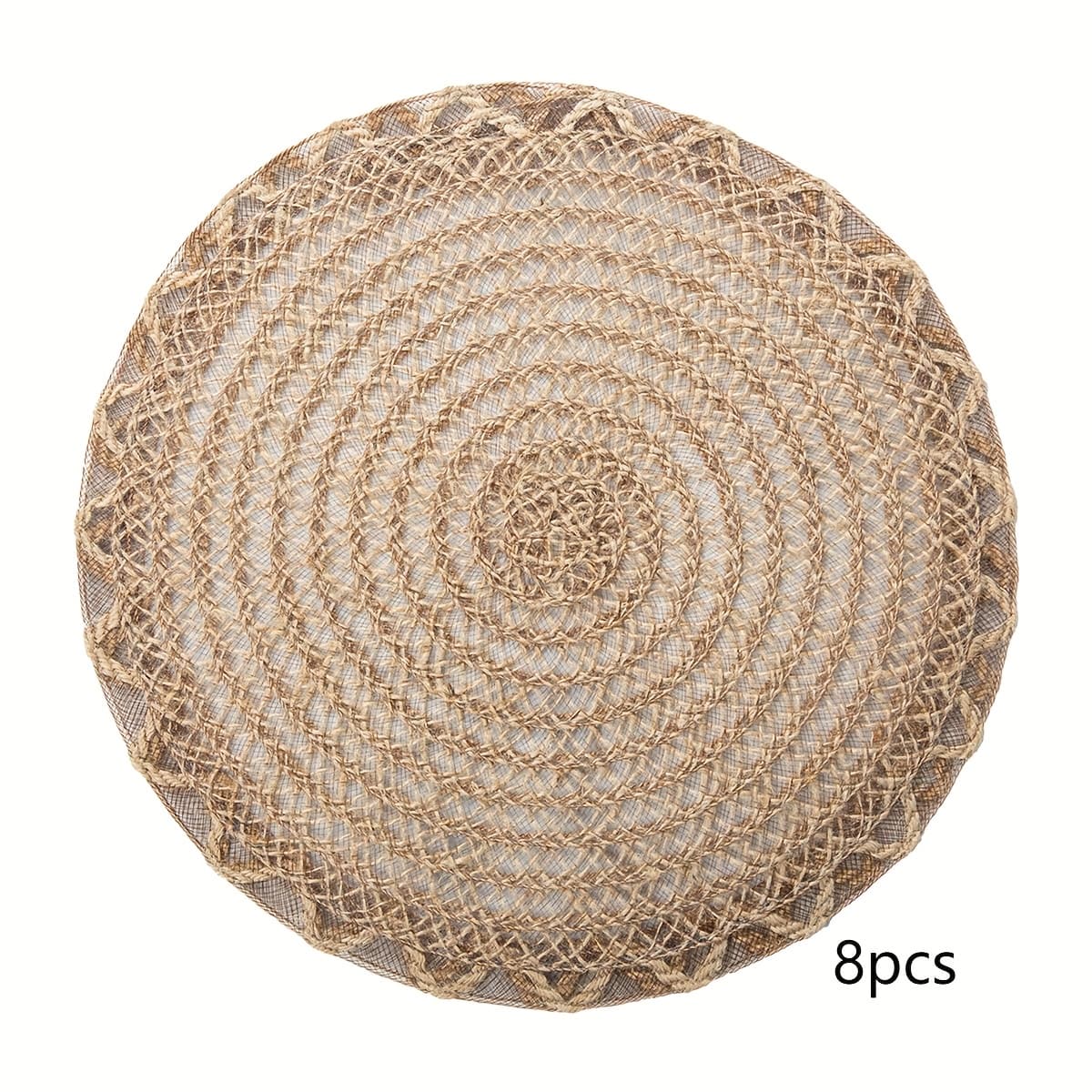 TEMU 4/6/8pcs Jute Placemats With Wavy Design, Non-slip Table Mats For Dining Table Decoration