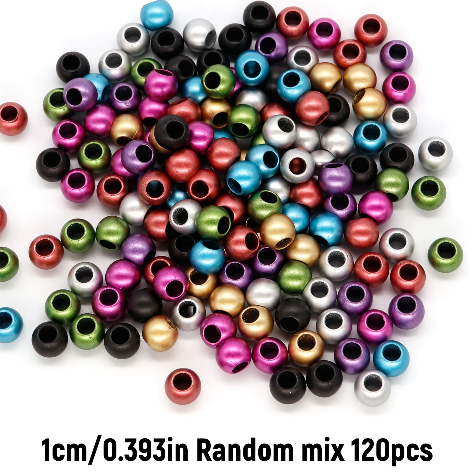 TEMU 80pcs/120pcs 12mm/10mm Random Large Hole Round Bead, For Jewelry Making Bracelet Necklace Keychain Additions Handmade Materials