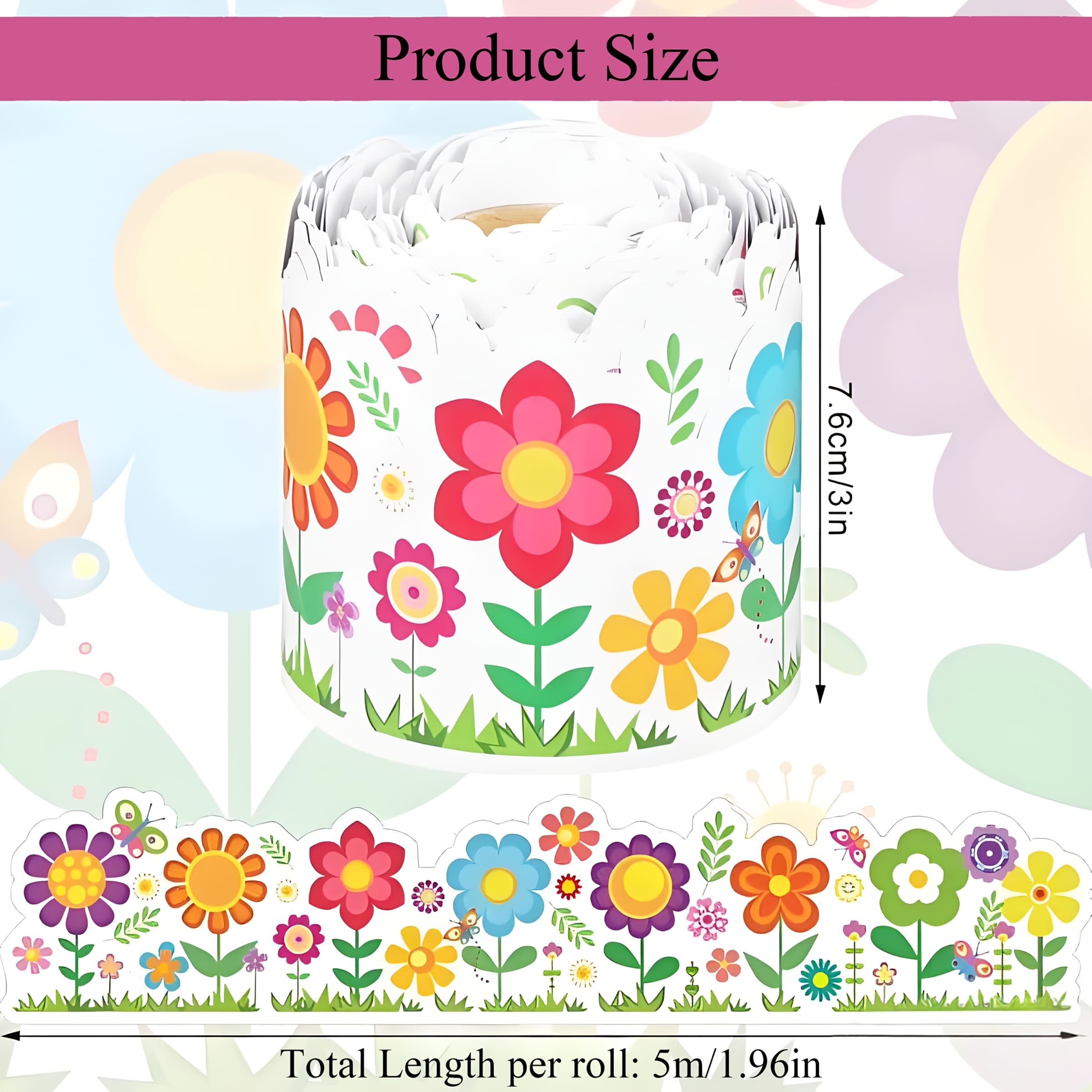 TEMU Flower Party Classroom Decoration With Announcement Border Decorative Paper