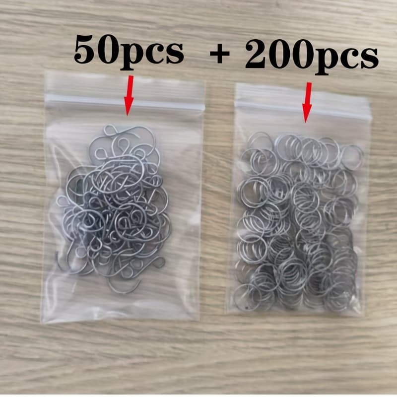 TEMU 50pcs Silvery S Hooks + 200pcs Silvery Beaded Rings, Chandelier Catcher, Making, Crystal Lanterns, Curtains, Christmas/wedding/ Holiday Decorations, Diy Craft Crystal Hanging Decorations