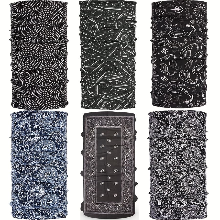 TEMU 7 Packs () Paisley Neck Gaiters & Balaclava Hats - Multi-functional Tubular Snoods, Seamless Widened Headbands Suitable For Riding, Winter, Christmas Gifts, Machine Washable