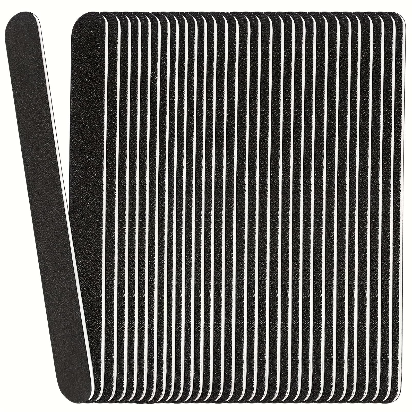 TEMU 12pcs Professional Double Sided Nail File, 100/180 Grit, Black Scrub Sheet For Manicure And Pedicure, Unscented Nail Polishing Tool