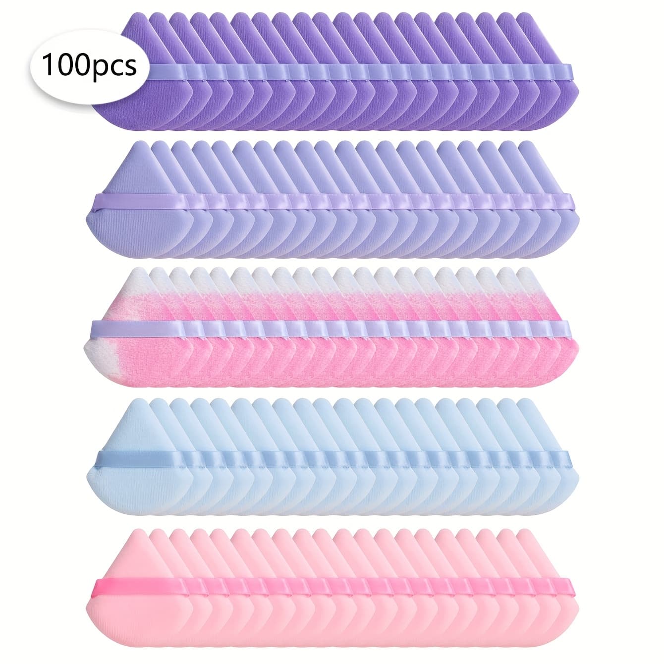 TEMU 100 Bags. Colors And Shapes Are Random, Triangular Makeup Sponge 100pcs. Made Of Velvet, Designed For Shaping, Eyes, And Corners