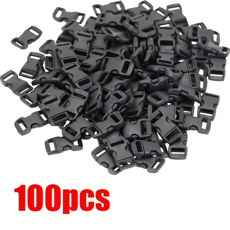 TEMU 100 Plastic Buckles For Paracord Bracelets And Small Dog Collars - 3/8 Inch Curved Clips