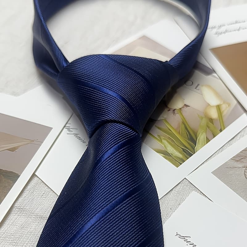 TEMU A Stylish Men's Dark Blue Striped Tie - Suitable For Work And Casual Outfits, Made Of