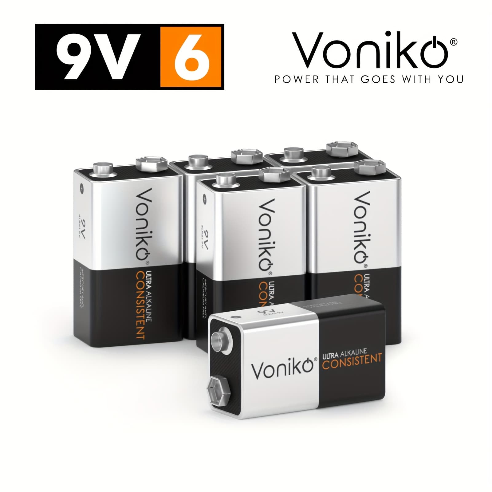 TEMU Pack Of 6 9v Batteries - Type - , Leak-resistant 1.5v Batteries - Storage Life