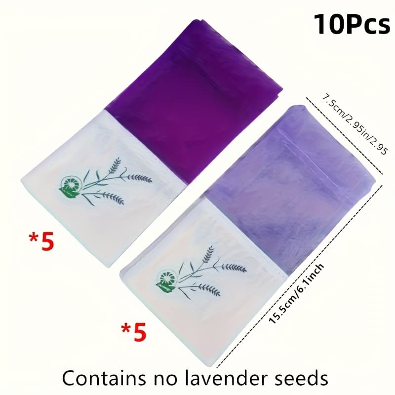 TEMU 10pcs Bags With Lavender Patterns - , Polyester With Transparent Mesh Pockets, Drawstring Closure, Perfect For Air , Party Favors, Holiday Gifts & Decor