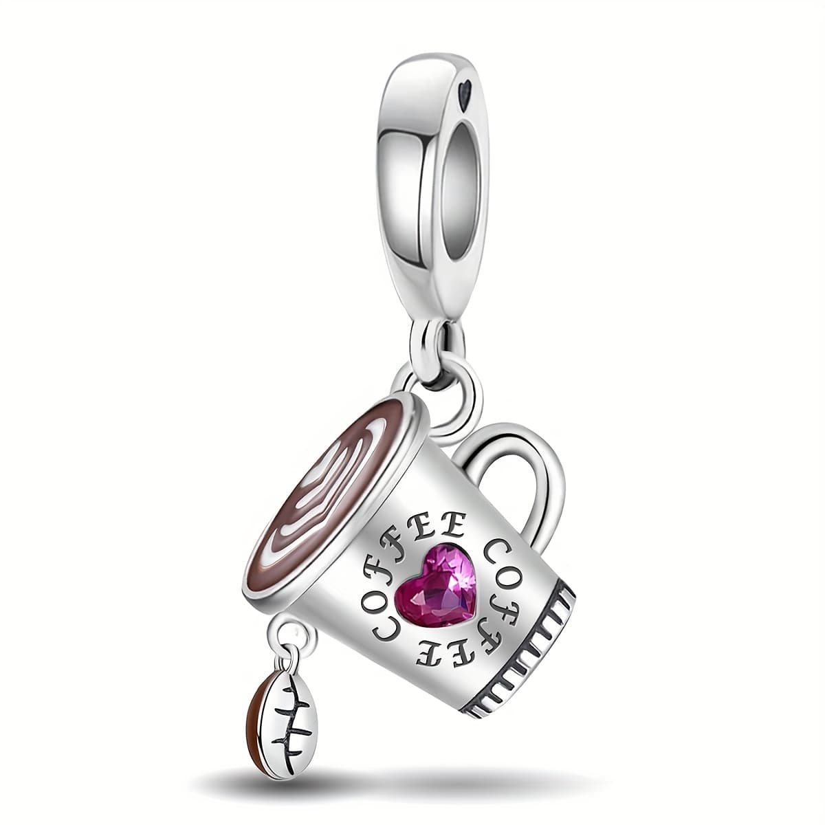 TEMU 1pc Love Coffee Cup Pendant, 925 Silver Plated Pendant Fit Bracelet Bangle Necklace, Jewelry Making Additions Valentine's Day Gift For Women