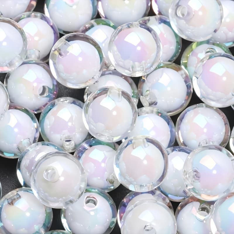 TEMU 128pcs 8mm Ab Beads | White And Black Acrylic Beads For Bracelets, Necklaces, Decorative And Spacer Beads - Brand Qywctz