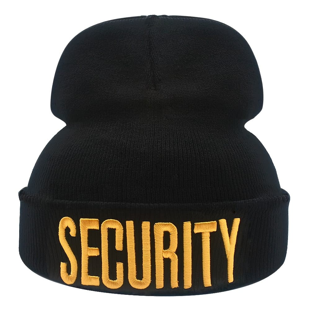 TEMU Knitted Beanie Embroidered Security Safety Skull Winter Hat For Men Women Watch