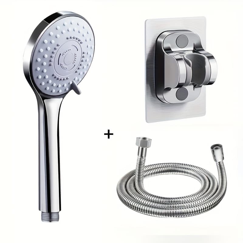 TEMU 3pcs Stylish Handheld Showerhead - 5 Level Adjustable Water Pressure, Durable Plastic, Shape, Universal Thread, Hydraulic & Pneumatic, Ideal For Home Use, Enhances Bathing Experience