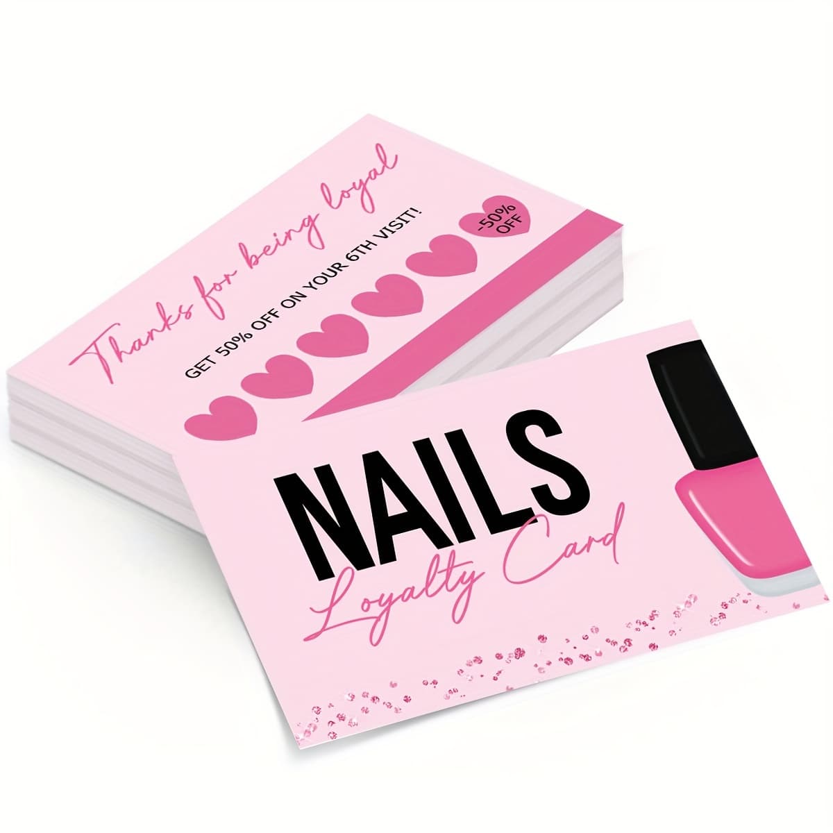 TEMU 50pcs Nail Business Card False Nail Accessories Nail Oil Card Press On Nail Discount Cards Aftercare Card Board For Nail Salon Polish Manicurist ，for Toenail& Foot Clean