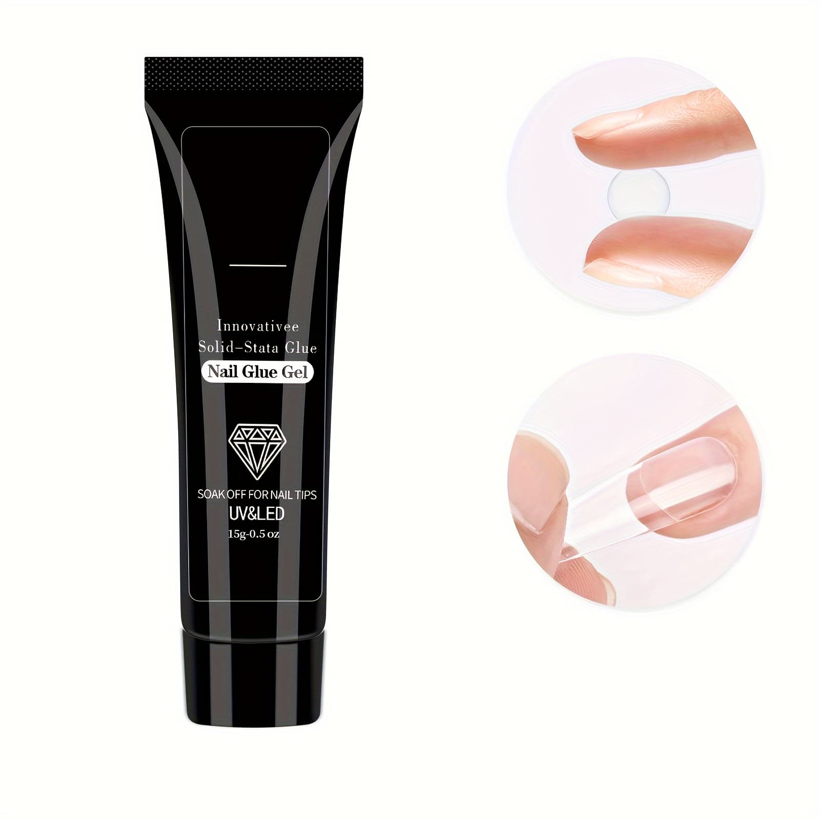 TEMU Solid-state Nail Glue Gel, 15g, Soak Off /led Lamp Cured, Long-lasting Nail Tip Adhesive, Easy Application
