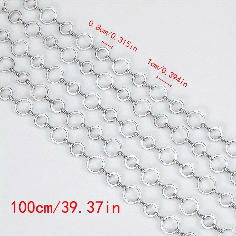 TEMU 1-meter Stainless Steel Large And Handmade Chain, O-link Necklace Bracelet Making Chain