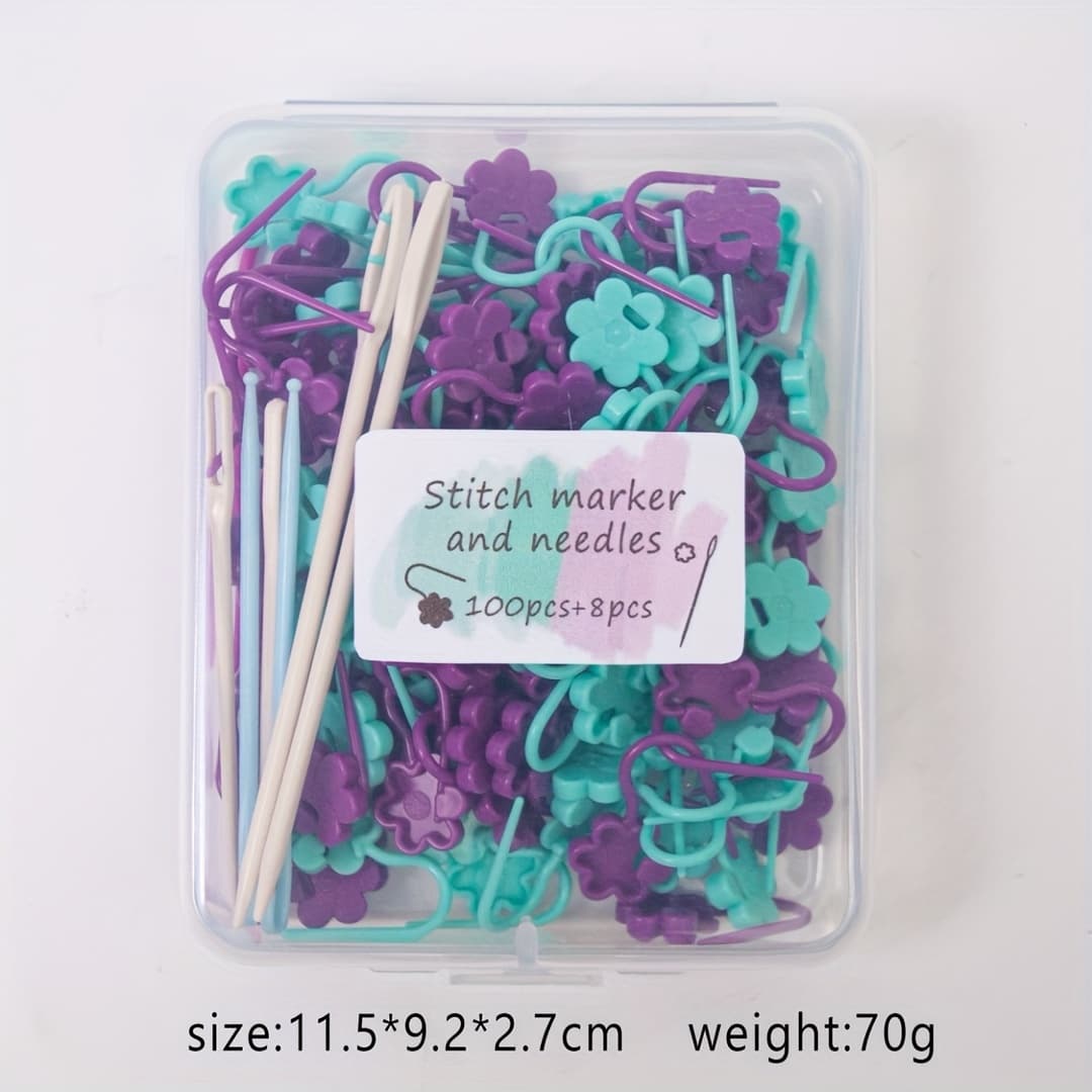 TEMU A Set Of 100 Mixed Color Markers For Knitting And Crochet, Perfect For Sweater Crafts, Including Colorful Needle Markers And Sewing Tools