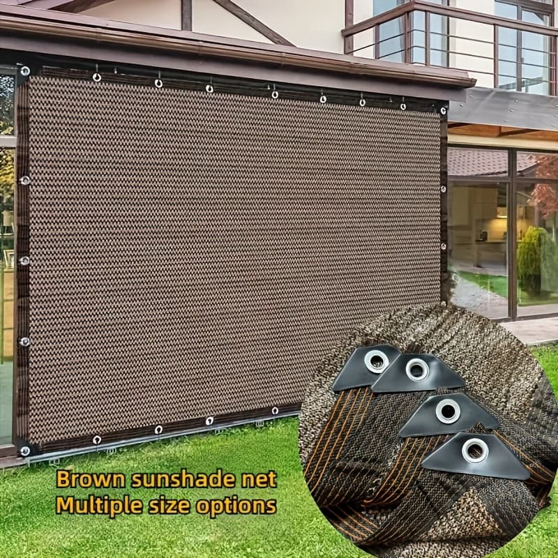 TEMU Outdoor Sunshade Net - Brown/black, Uv Protection, Durable Sunshade For Travel, Picnics And Pools - In Multiple Sizes