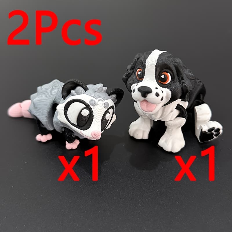 TEMU A 2pcs Set Of 3d Printed Pug And Opossum Decorative Models, Table Statues, Home Decorations And Party Gifts, Suitable For Room Decoration Statues, Party And Holiday Statue