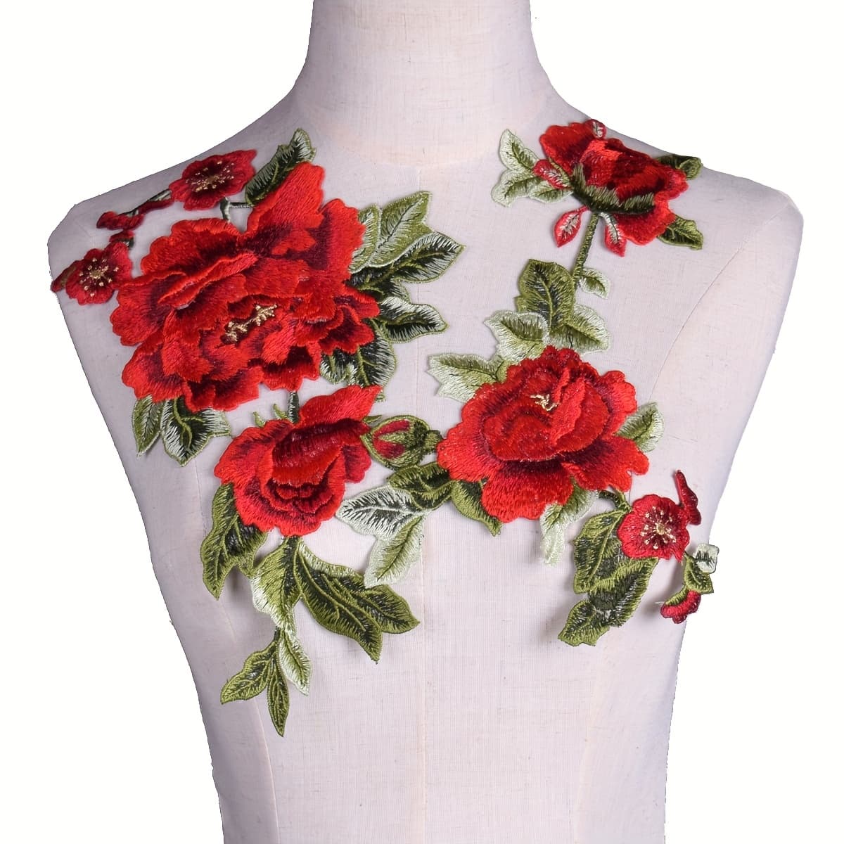 TEMU A Pair Of Red, Blue And Purple Rose Flower Embroidered Cloth Patch Clothing Additions